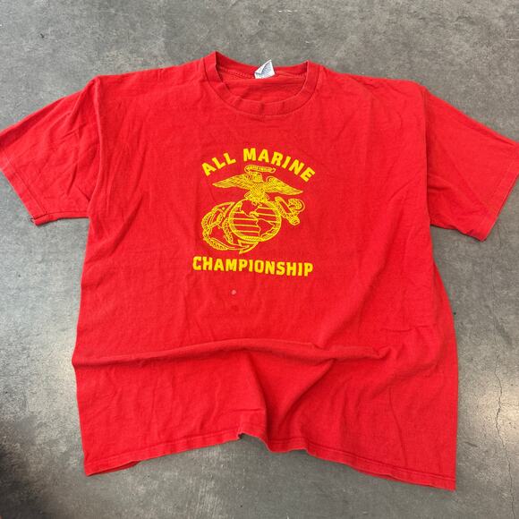 Vintage Y2K All Marine Corps Championship Single Stitch Red 90's XL Graphic Tee - Picture 1 of 6